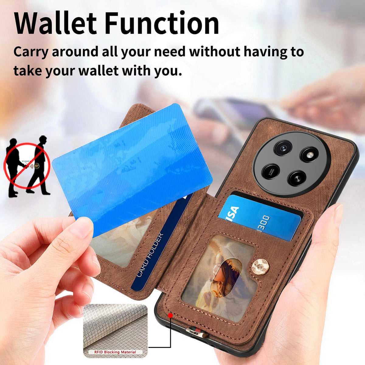 For Honor X80 Pro Max 5G Retro Skin-feel Ring Multi-card RFID Wallet Phone Case - Brown - SYA002460006F