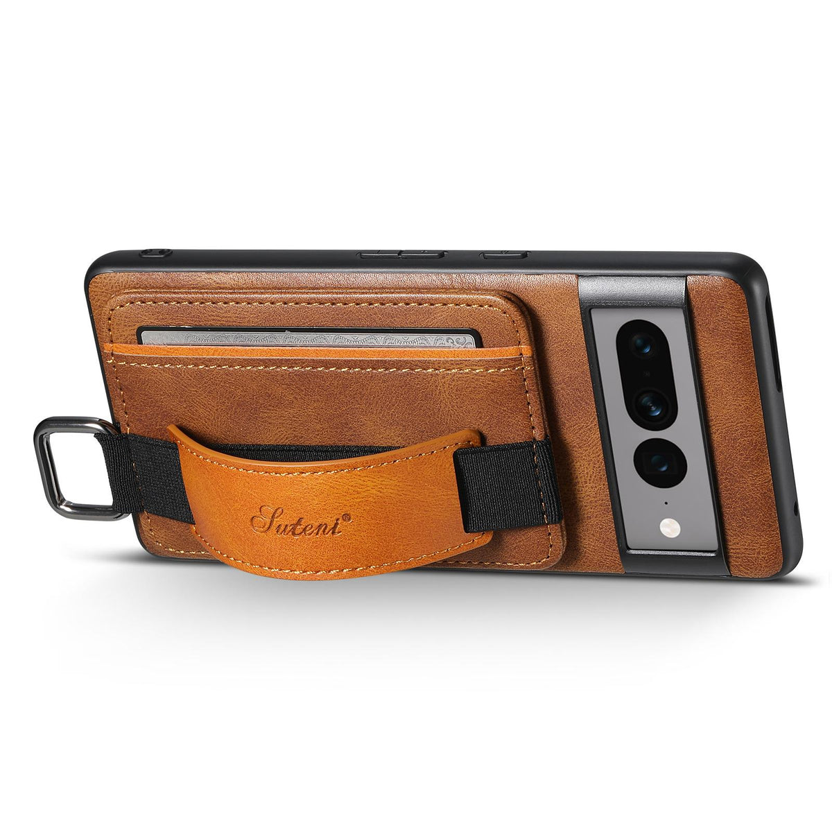 For Googel Pixel 11 Pro XL Suteni H13 Card Wallet Wrist Strap Holder PU Phone Case - Brown - SYA002465410B