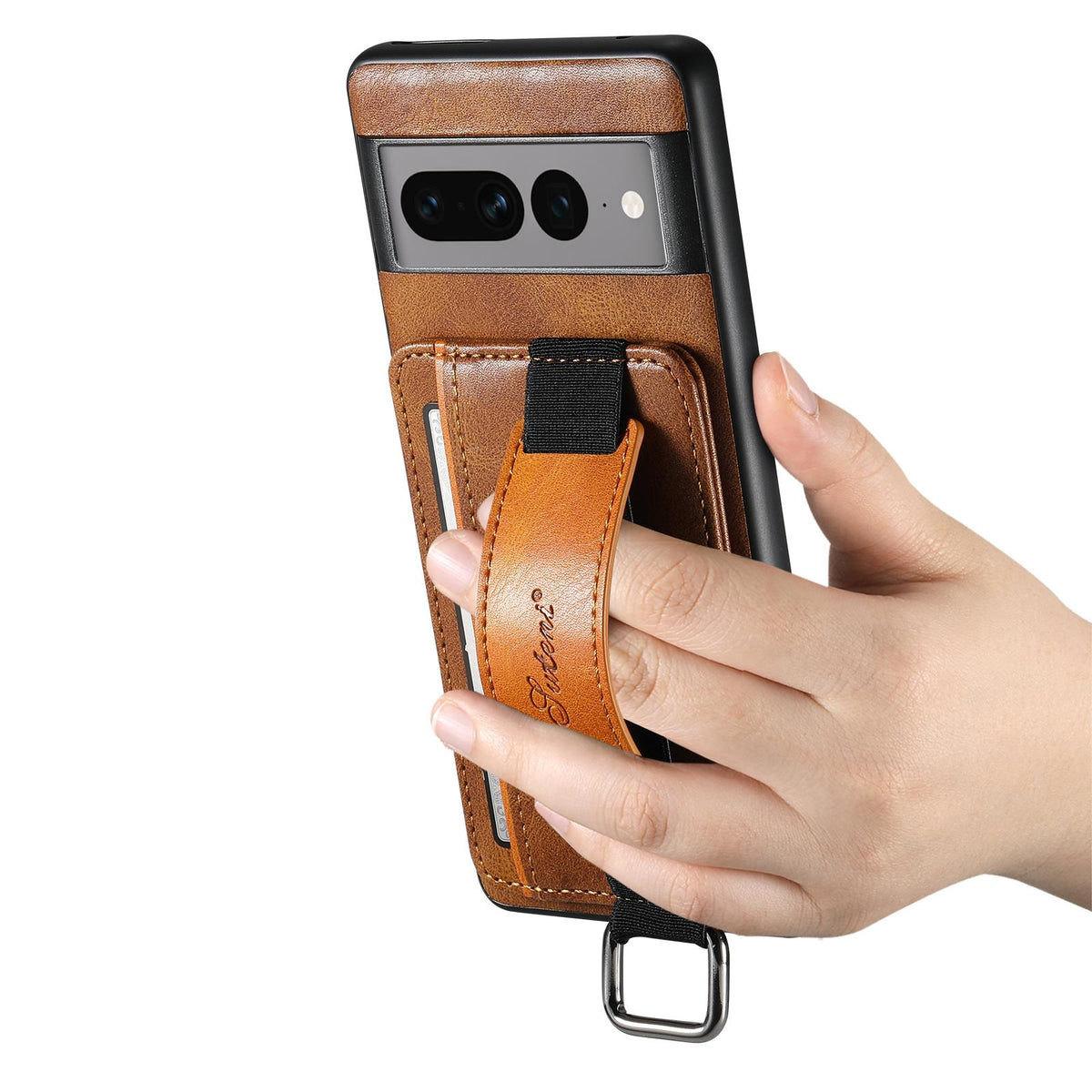 For Googel Pixel 11 Pro XL Suteni H13 Card Wallet Wrist Strap Holder PU Phone Case - Brown - SYA002465410B