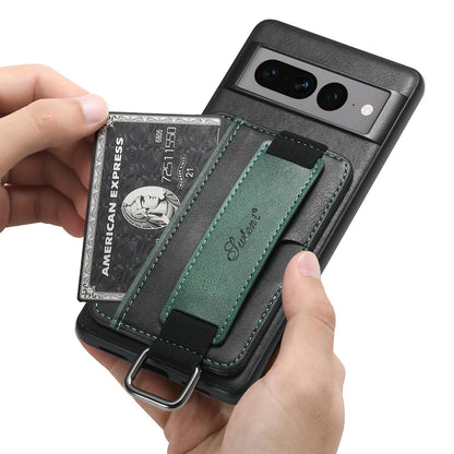 For Googel Pixel 11 Pro Suteni H13 Card Wallet Wrist Strap Holder PU Phone Case - Black - SYA002465411A