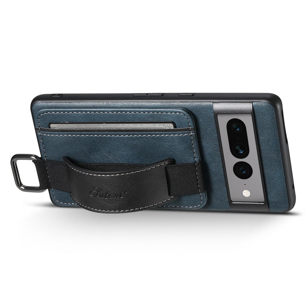For Googel Pixel 11 Pro Suteni H13 Card Wallet Wrist Strap Holder PU Phone Case - Blue - SYA002465411C