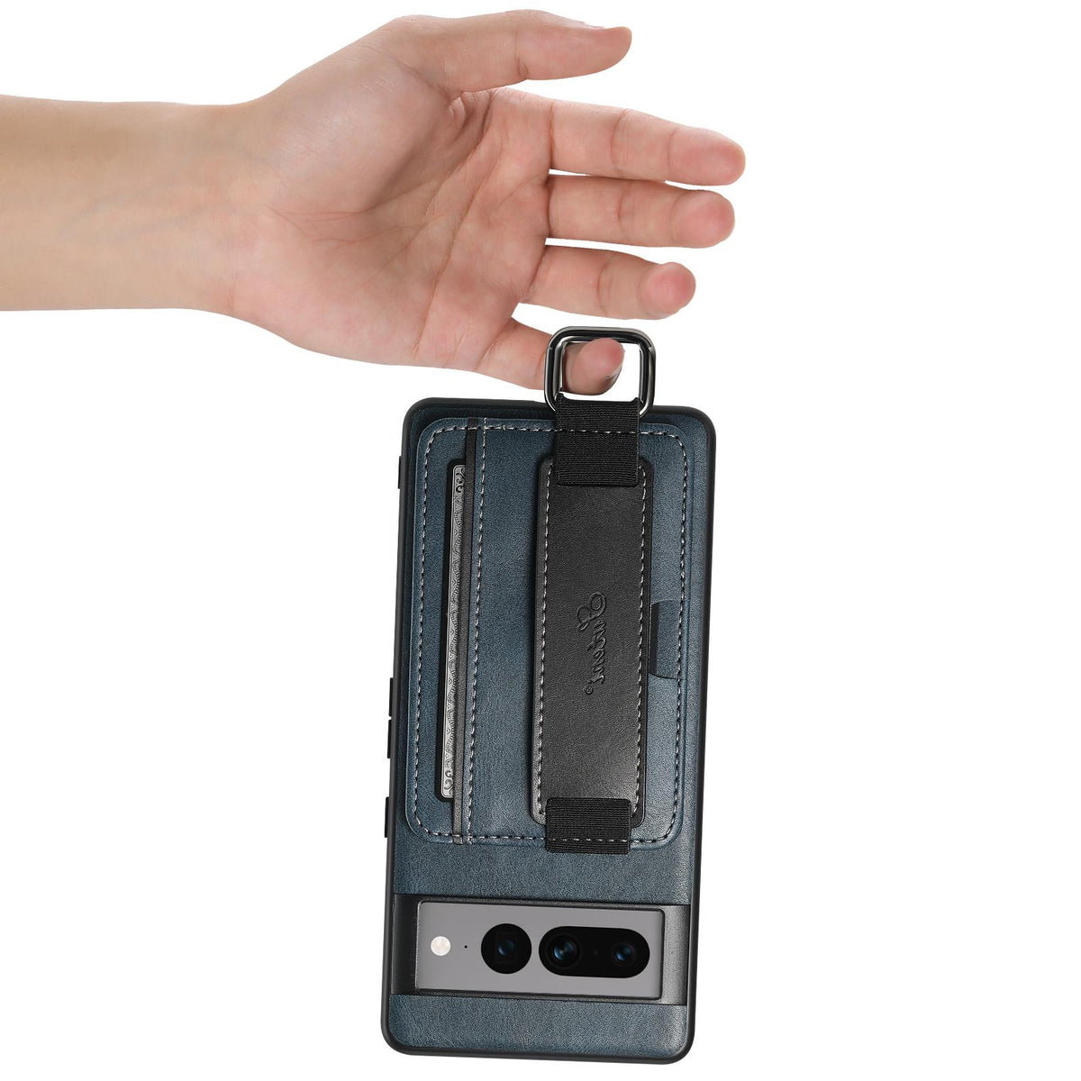 For Googel Pixel 11 Pro Suteni H13 Card Wallet Wrist Strap Holder PU Phone Case - Blue - SYA002465411C