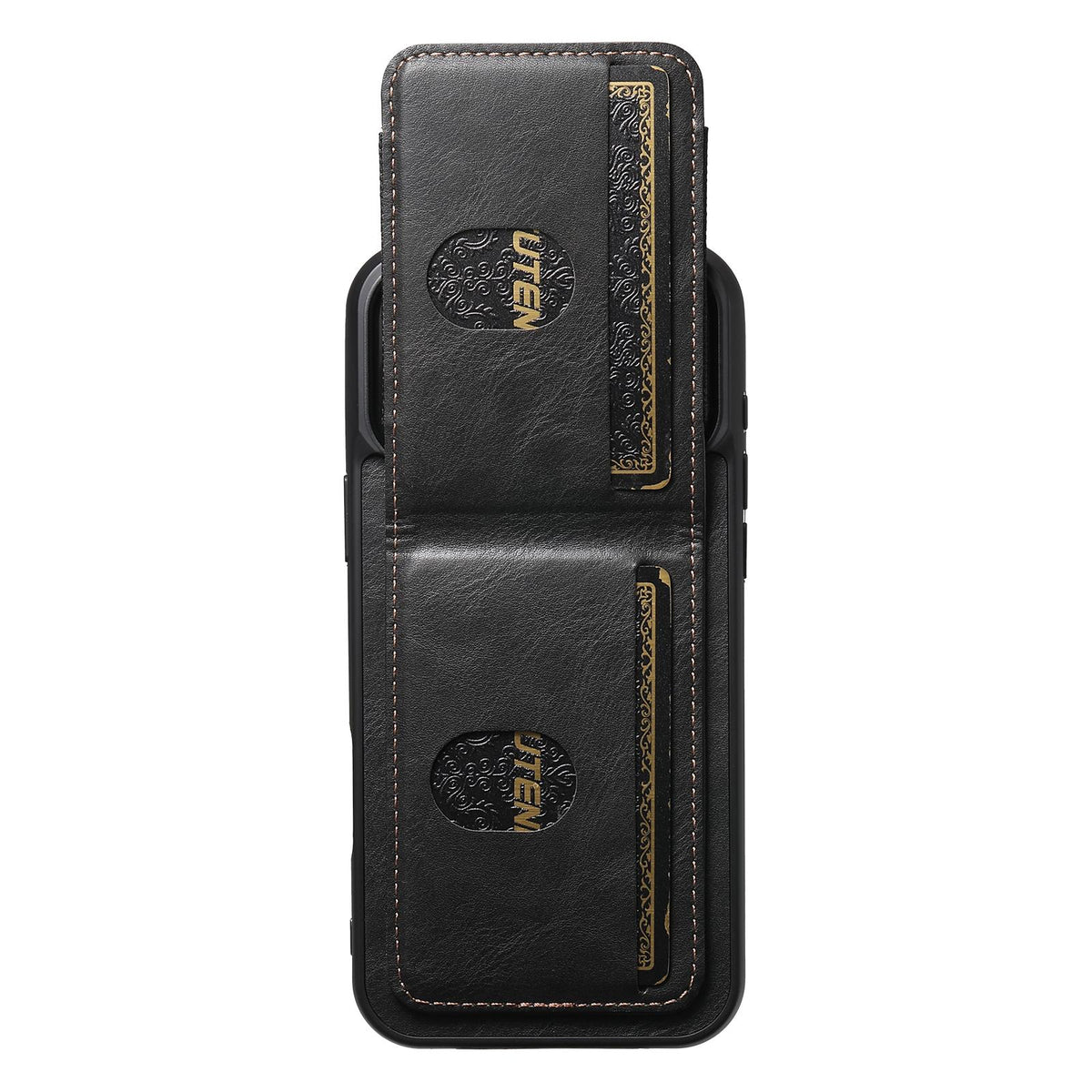 For iPhone 18 Pro Suteni H03 Oil Wax Leather Wallet Stand Back Phone Case - Black - SYA002467327A
