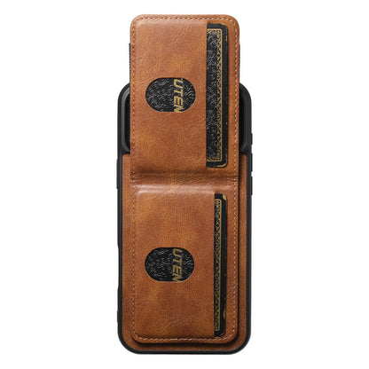 For iPhone 18 Pro Suteni H03 Oil Wax Leather Wallet Stand Back Phone Case - Brown - SYA002467327B