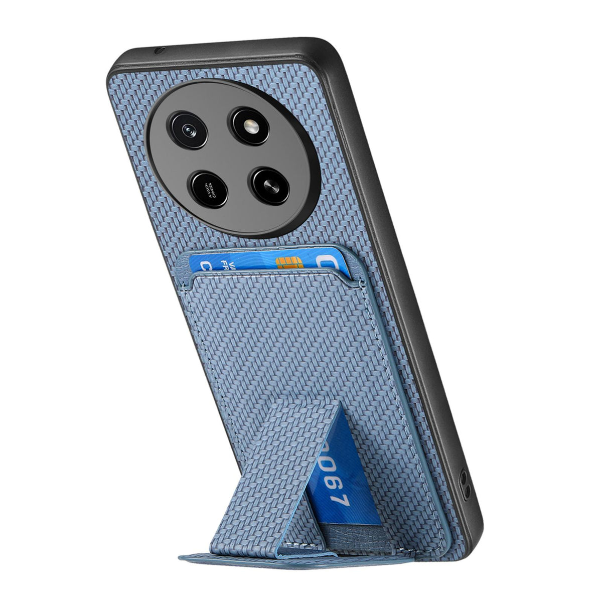 For Honor X80 Pro Max 5G Carbon Fiber Card Bag Fold Stand Phone Case - Blue - SYA002481032A