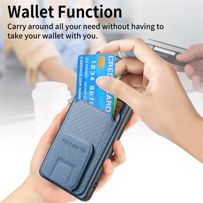 For Honor X80 Pro Max 5G Carbon Fiber Card Bag Fold Stand Phone Case - Blue - SYA002481032A