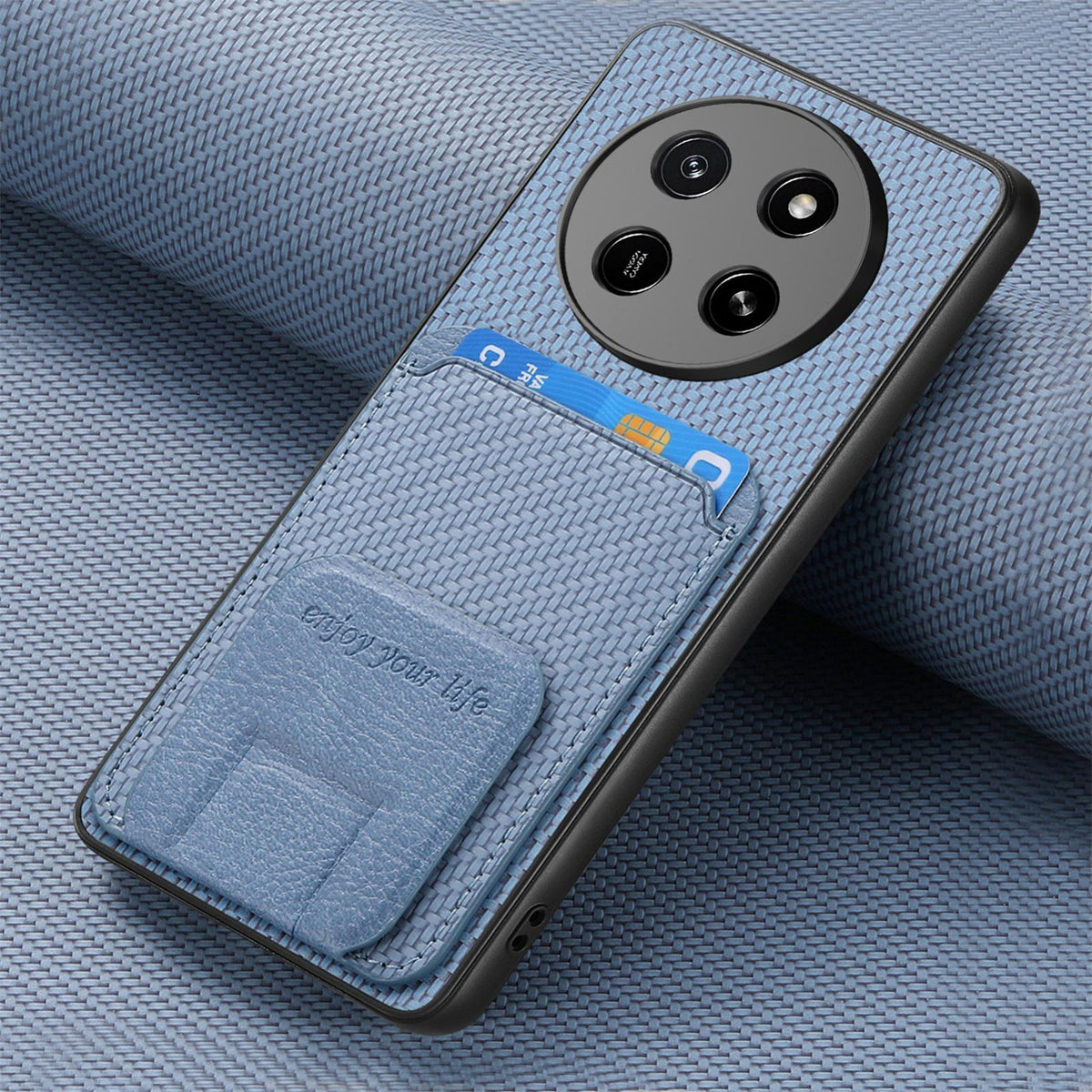 For Honor X80 Pro Max 5G Carbon Fiber Card Bag Fold Stand Phone Case - Blue - SYA002481032A