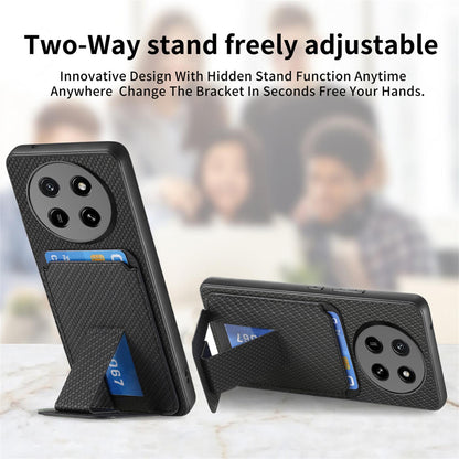 For Honor X80 Pro Max 5G Carbon Fiber Card Bag Fold Stand Phone Case - Black - SYA002481032B