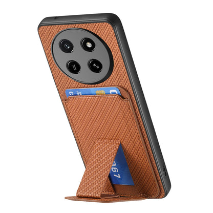 For Honor X80 Pro Max 5G Carbon Fiber Card Bag Fold Stand Phone Case - Brown - SYA002481032C