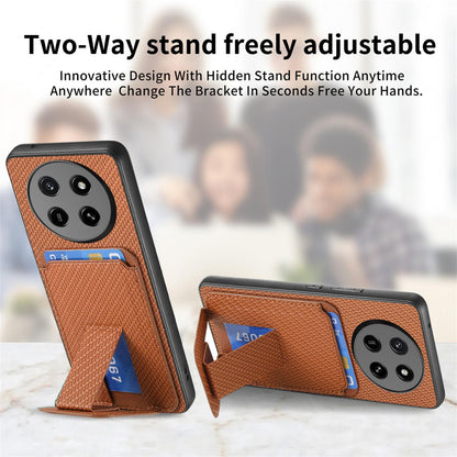 For Honor X80 Pro Max 5G Carbon Fiber Card Bag Fold Stand Phone Case - Brown - SYA002481032C