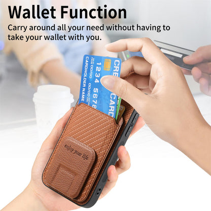 For Honor X80 Pro Max 5G Carbon Fiber Card Bag Fold Stand Phone Case - Brown - SYA002481032C
