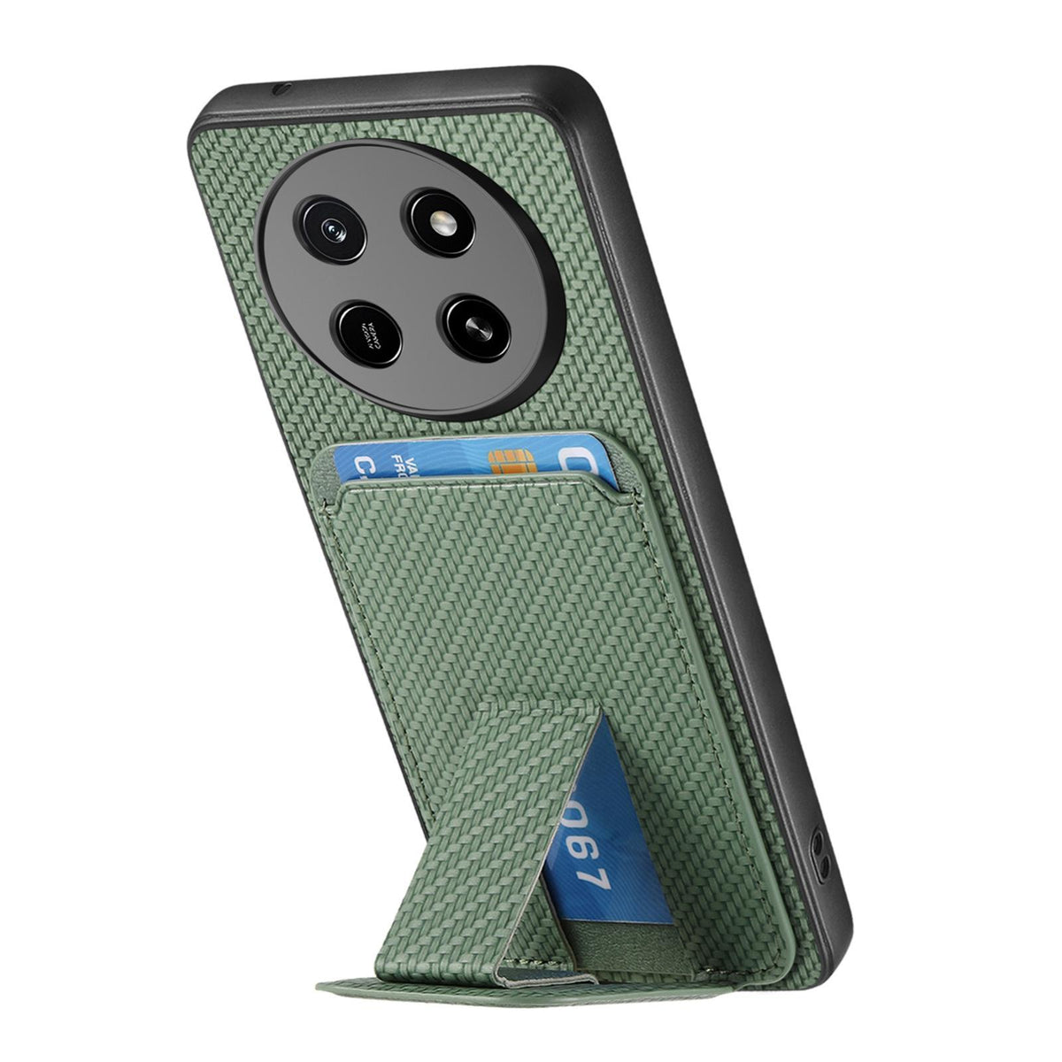 For Honor X80 Pro Max 5G Carbon Fiber Card Bag Fold Stand Phone Case - Green - SYA002481032E