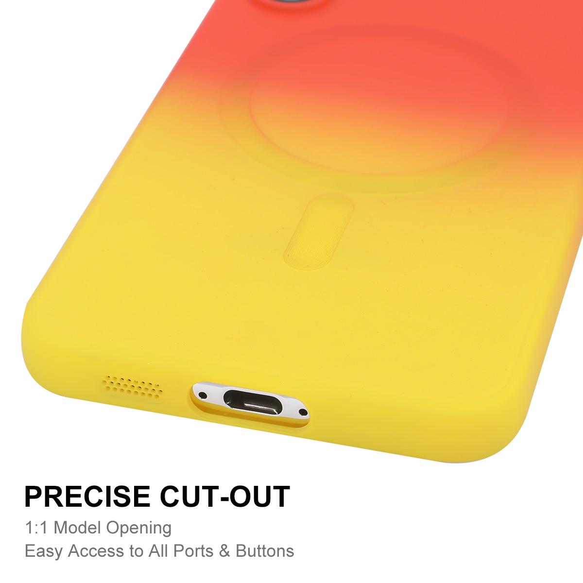 For Galaxy A18 4G / 5G ENKAY Hat-Prince MagSafe Rainbow Gradient Silicone Phone Case with Lens Film(Orange Yellow)