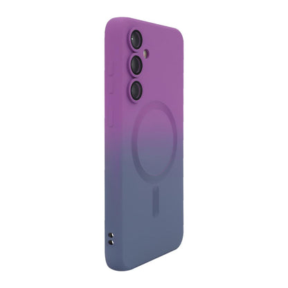 For Galaxy A18 4G / 5G ENKAY Hat-Prince MagSafe Rainbow Gradient Silicone Phone Case with Lens Film(Purple Blue)