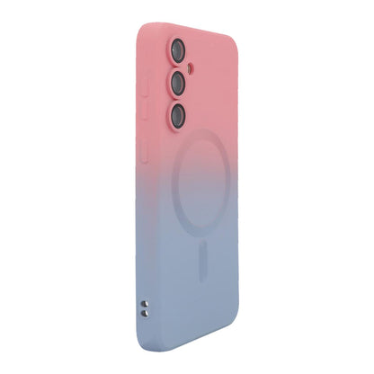 For Galaxy A08 4G ENKAY Hat-Prince MagSafe Rainbow Gradient Silicone Phone Case with Lens Film(Pink Blue)