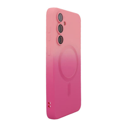For Galaxy A08 4G ENKAY Hat-Prince MagSafe Rainbow Gradient Silicone Phone Case with Lens Film(Pink Rose)