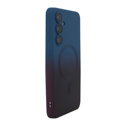 For Galaxy A08 4G ENKAY Hat-Prince MagSafe Rainbow Gradient Silicone Phone Case with Lens Film(Dark Blue)