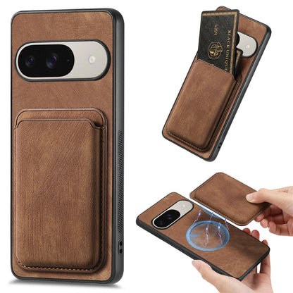 For Google Pixel 11 Retro Leather Card Bag Magnetic Phone Case - Brown - SYA002487914A