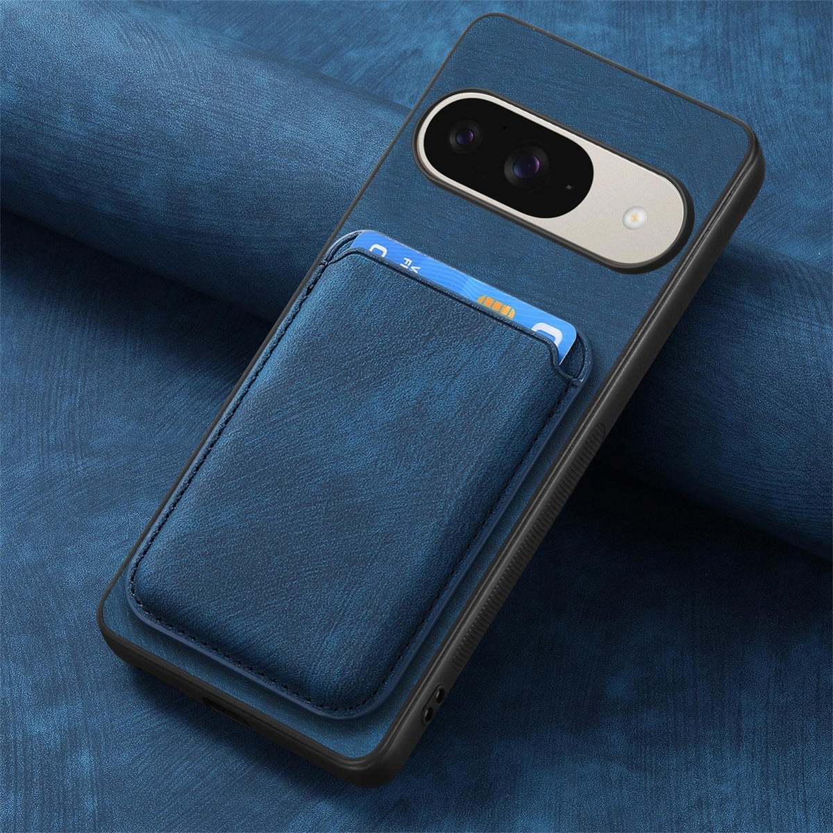 For Google Pixel 11 Retro Leather Card Bag Magnetic Phone Case - Blue - SYA002487914B