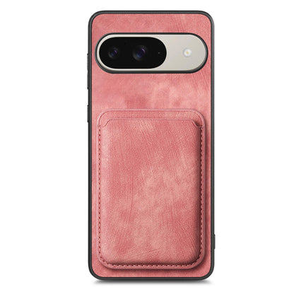 For Google Pixel 11 Retro Leather Card Bag Magnetic Phone Case - Pink - SYA002487914D