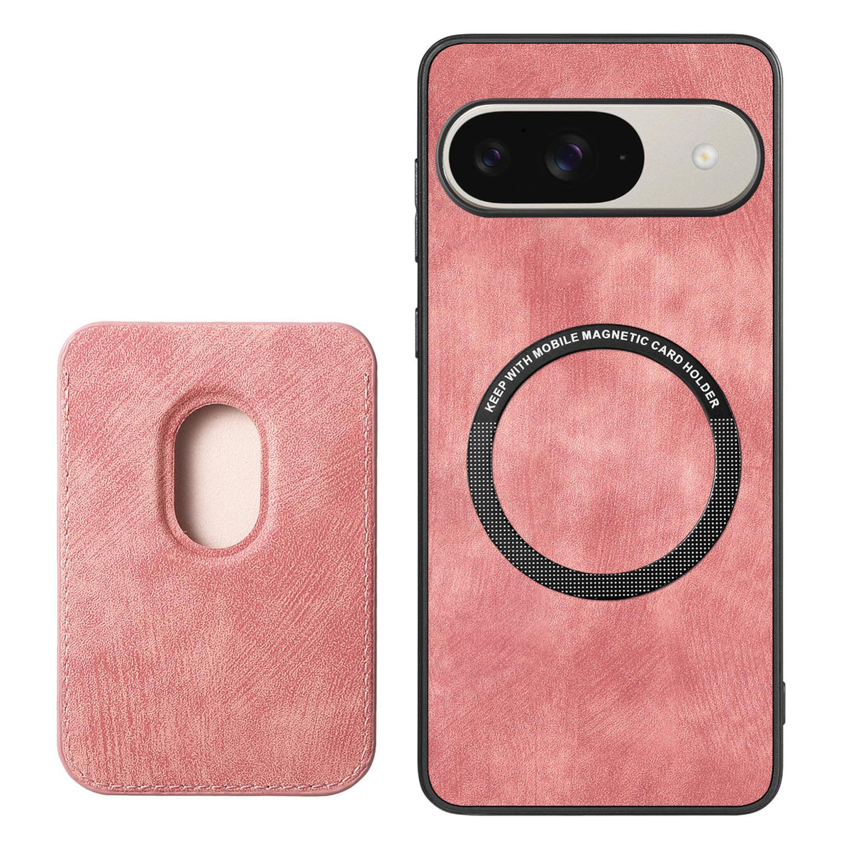 For Google Pixel 11 Retro Leather Card Bag Magnetic Phone Case - Pink - SYA002487914D