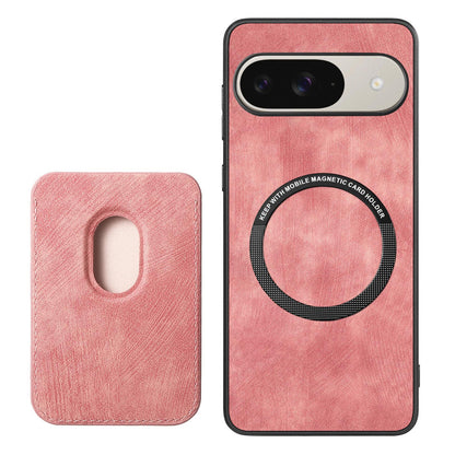 For Google Pixel 11 Retro Leather Card Bag Magnetic Phone Case - Pink - SYA002487914D