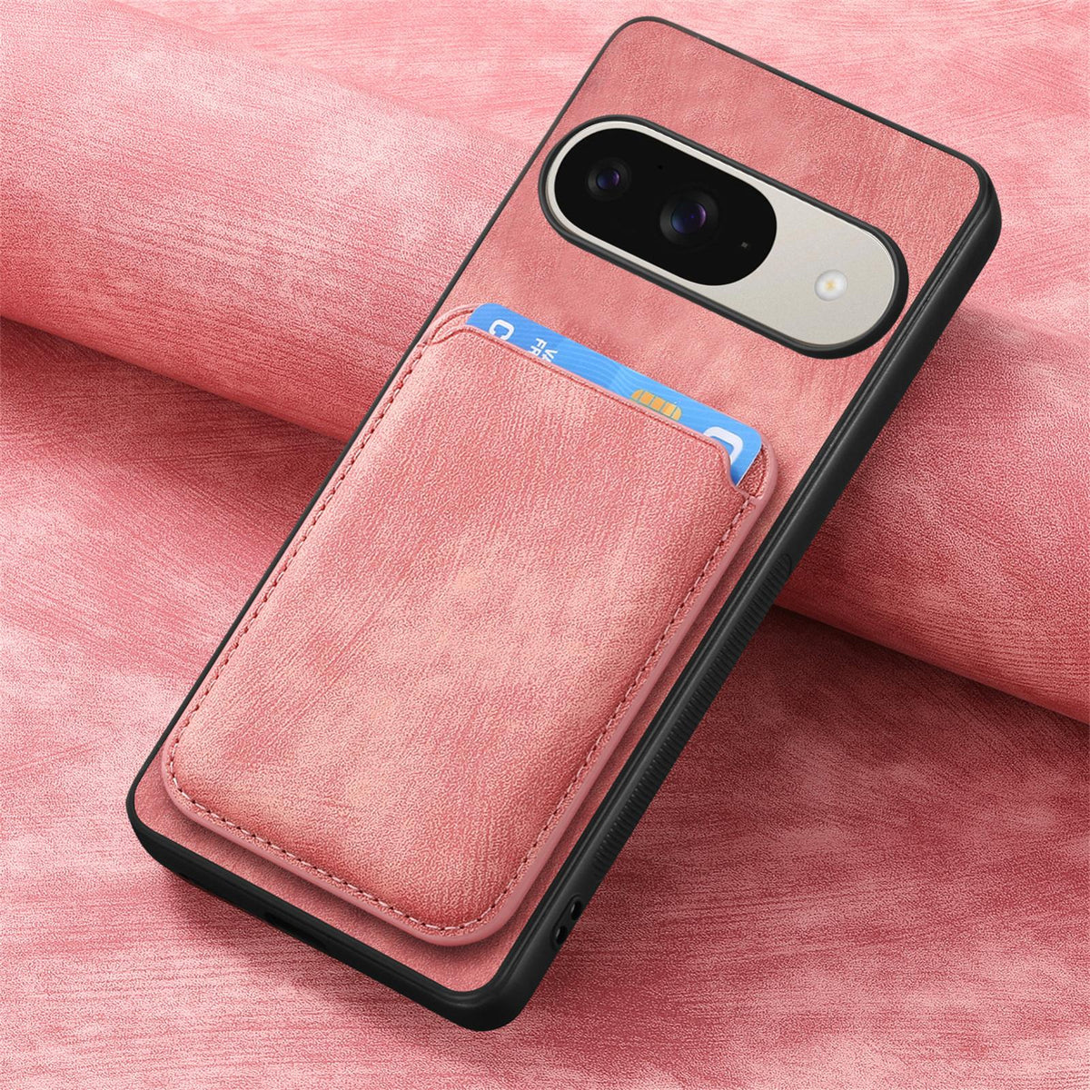 For Google Pixel 11 Retro Leather Card Bag Magnetic Phone Case - Pink - SYA002487914D