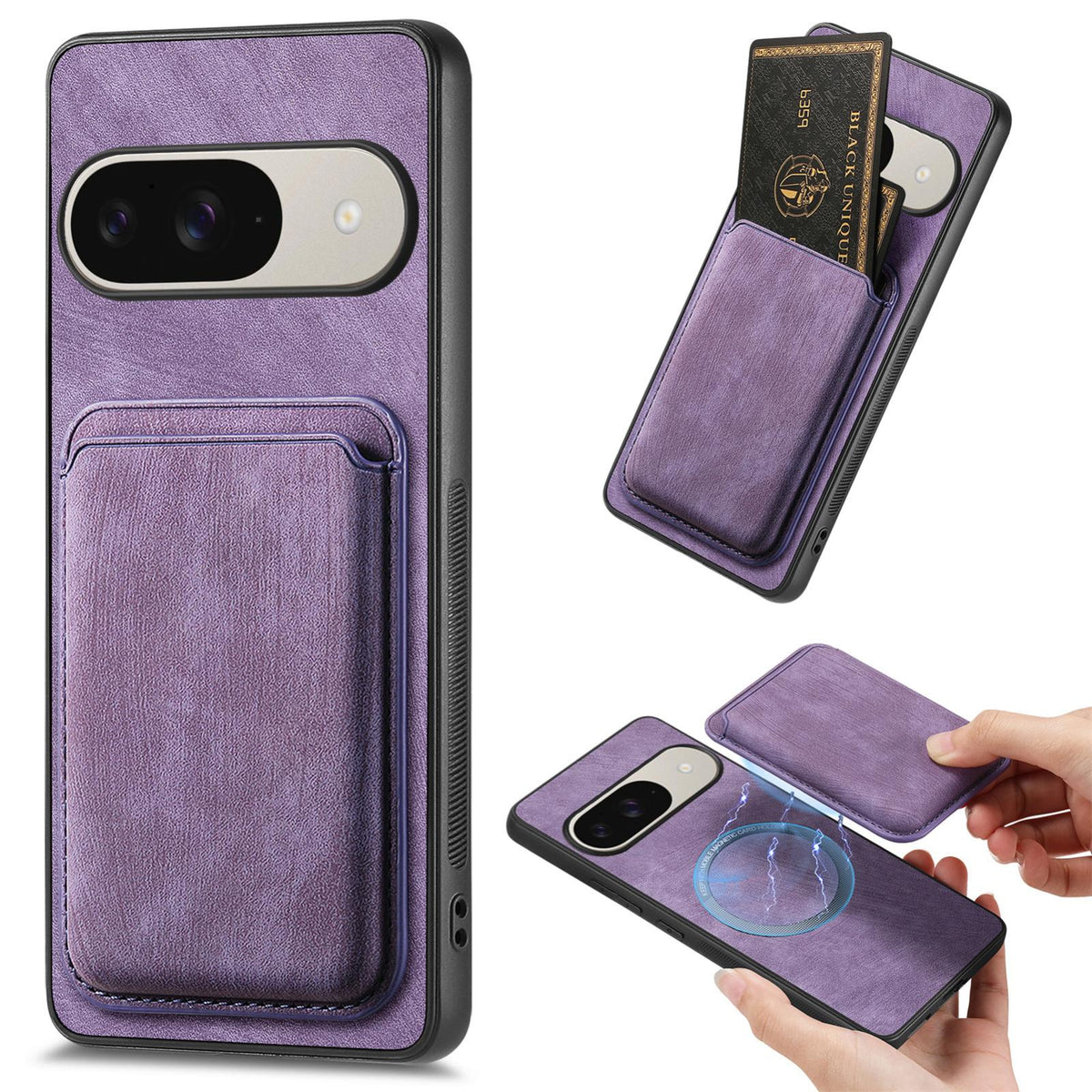 For Google Pixel 11 Retro Leather Card Bag Magnetic Phone Case - Purple - SYA002487914E