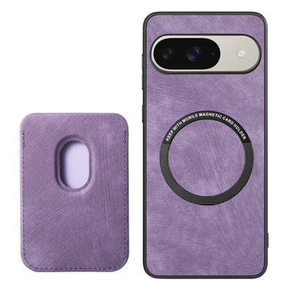 For Google Pixel 11 Retro Leather Card Bag Magnetic Phone Case - Purple - SYA002487914E