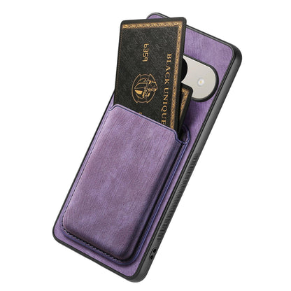 For Google Pixel 11 Retro Leather Card Bag Magnetic Phone Case - Purple - SYA002487914E