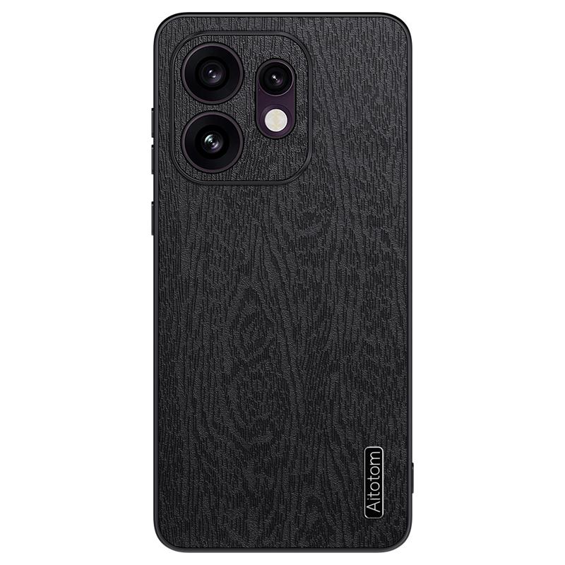 For OPPO Reno16 Global Tree Bark Leather Shockproof Phone Case - Black - SYA002518817A