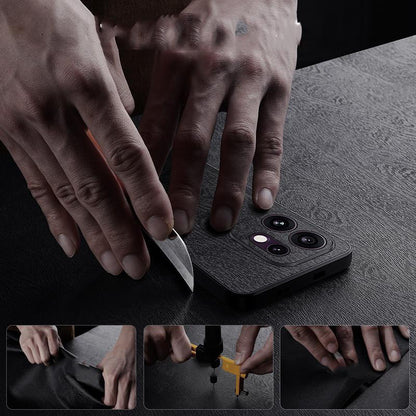 For OPPO Reno16 Global Tree Bark Leather Shockproof Phone Case - Black - SYA002518817A