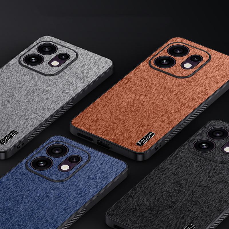 For OPPO Reno16 Global Tree Bark Leather Shockproof Phone Case - Blue - SYA002518817B