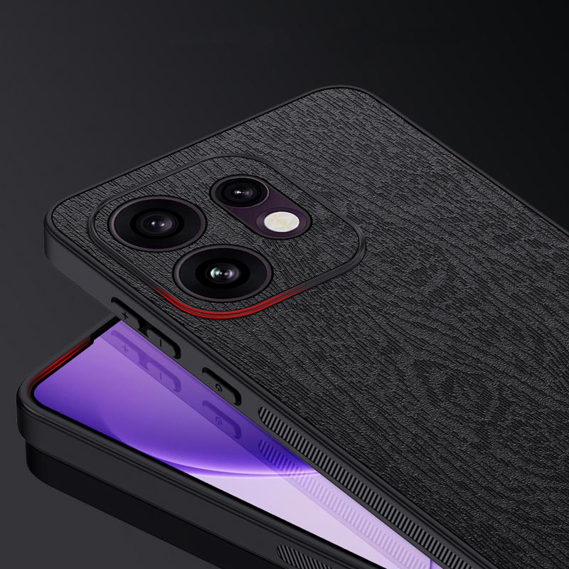 For OPPO Reno16 Global Tree Bark Leather Shockproof Phone Case - Blue - SYA002518817B