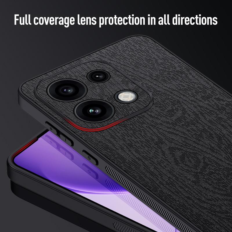 For OPPO Reno16 Pro Global Tree Bark Leather Shockproof Phone Case - Black - SYA002518818A