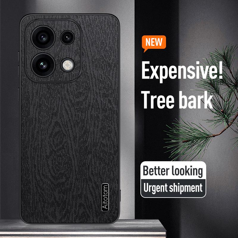 For OPPO Reno16 Pro Global Tree Bark Leather Shockproof Phone Case - Blue - SYA002518818B