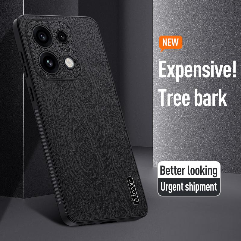 For OPPO Reno16 Pro Global Tree Bark Leather Shockproof Phone Case - Blue - SYA002518818B