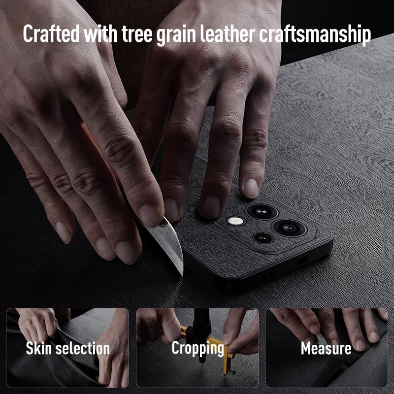 For OPPO Reno16 Pro Global Tree Bark Leather Shockproof Phone Case - Blue - SYA002518818B