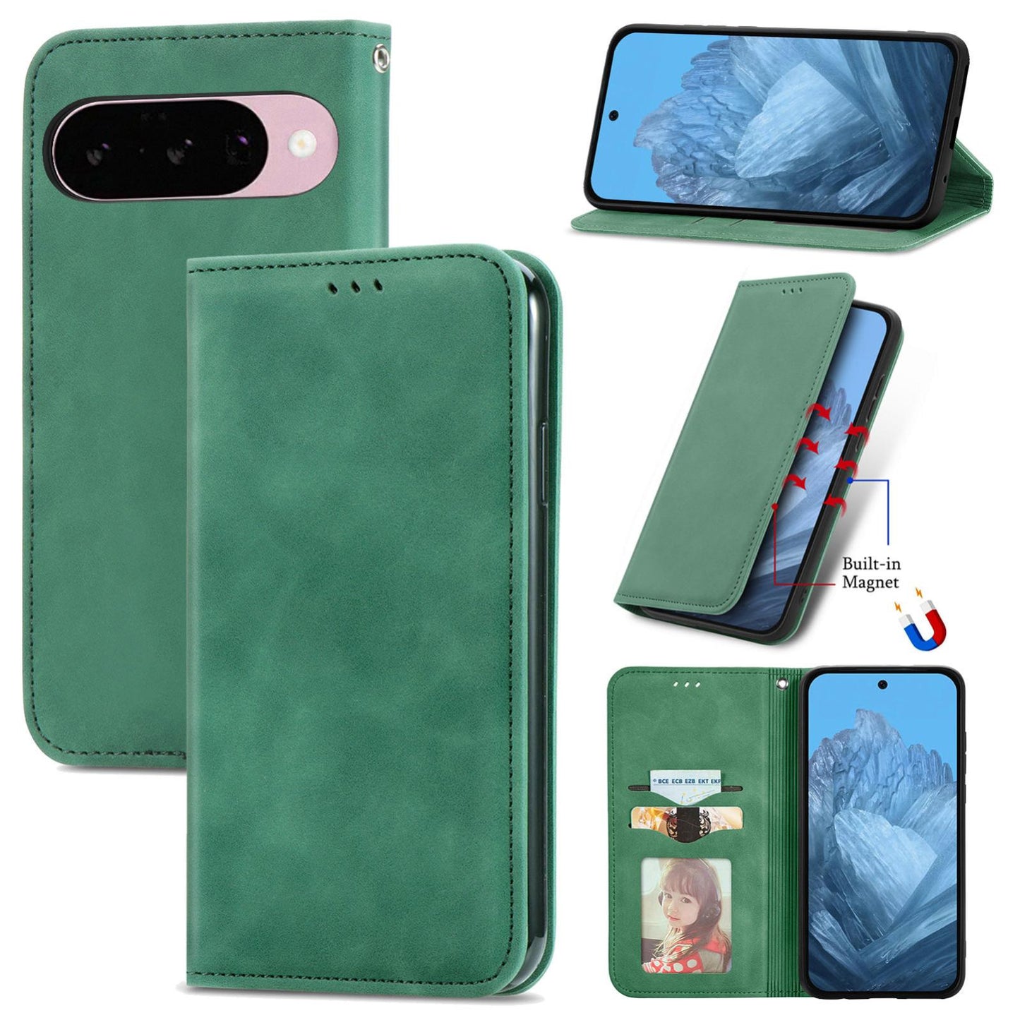 For Google Pixel 11 Pro XL Retro Skin Feel Magnetic Flip Leather Phone Case(Green)