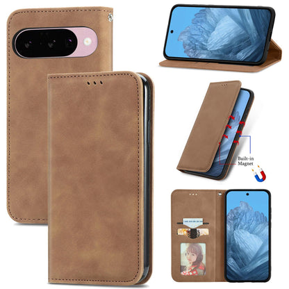 For Google Pixel 11 Pro XL Retro Skin Feel Magnetic Flip Leather Phone Case(Brown)