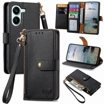 For Honor Play 80 Plus 5G Love Zipper Lanyard Leather Phone Case(Black)