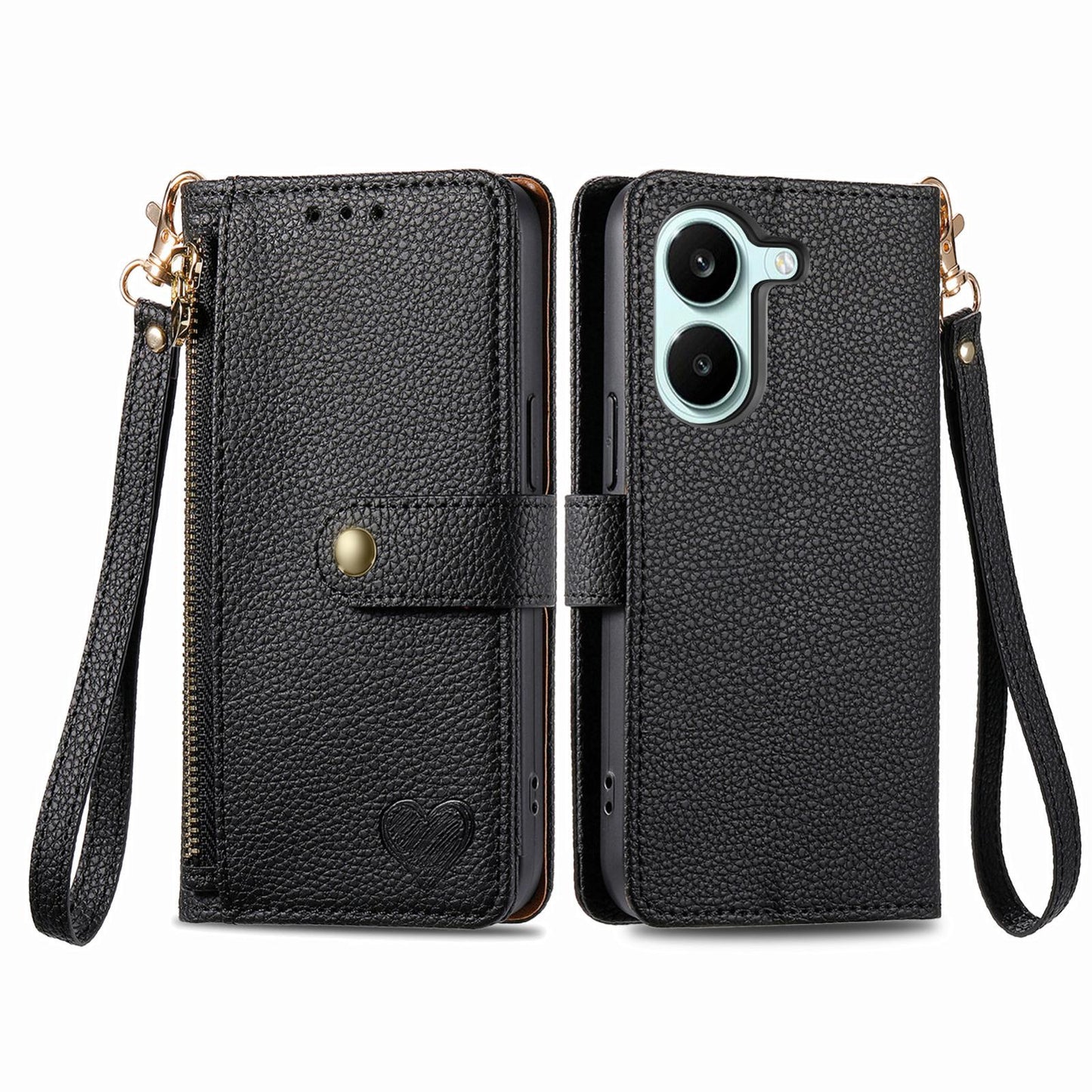 For Honor Play 80 Plus 5G Love Zipper Lanyard Leather Phone Case(Black)