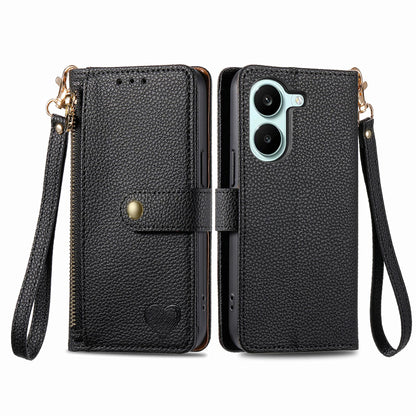 For Honor Play 80 Plus 5G Love Zipper Lanyard Leather Phone Case(Black)