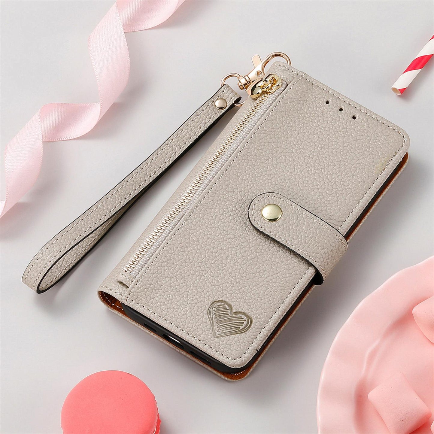 For Honor Play 80 Plus 5G Love Zipper Lanyard Leather Phone Case(Gray)