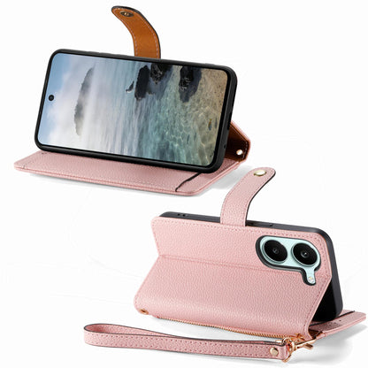 For Honor Play 80 Plus 5G Love Zipper Lanyard Leather Phone Case(Pink)