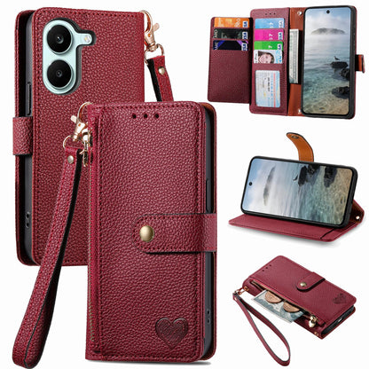 For Honor Play 80 Plus 5G Love Zipper Lanyard Leather Phone Case(Red)