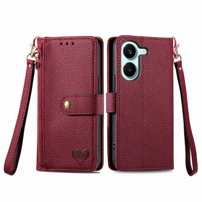 For Honor Play 80 Plus 5G Love Zipper Lanyard Leather Phone Case(Red)