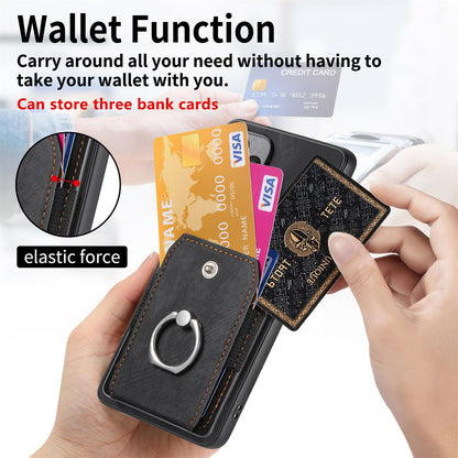 For Honor Win Turbo 5G Retro Skin-feel Ring Card Wallet Phone Case - Black - SYA002562811A