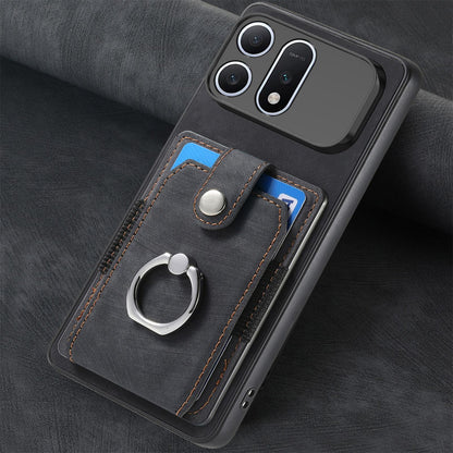 For Honor Win Turbo 5G Retro Skin-feel Ring Card Wallet Phone Case - Black - SYA002562811A