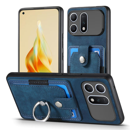 For Honor Win Turbo 5G Retro Skin-feel Ring Card Wallet Phone Case - Blue - SYA002562811B